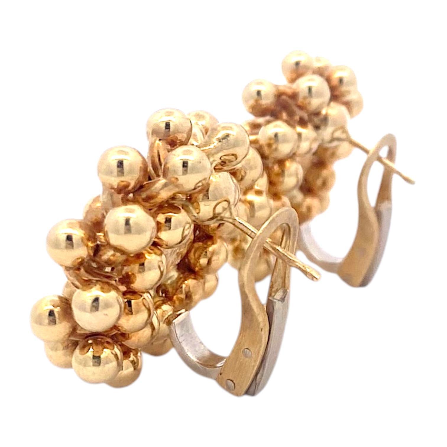 Vintage Chiampesan 18K Yellow Gold Beaded Earrings For Sale 1