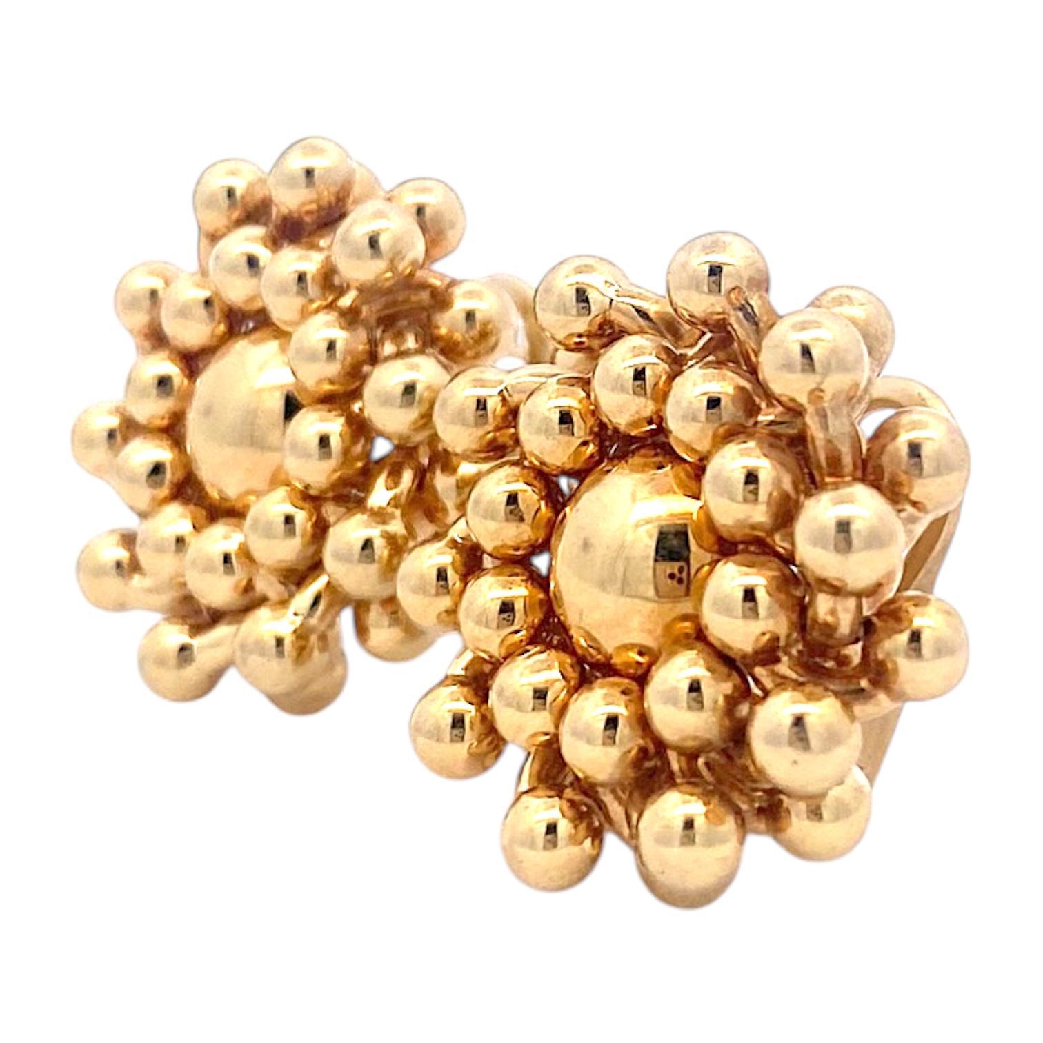 Vintage Chiampesan 18K Yellow Gold Beaded Earrings For Sale 2