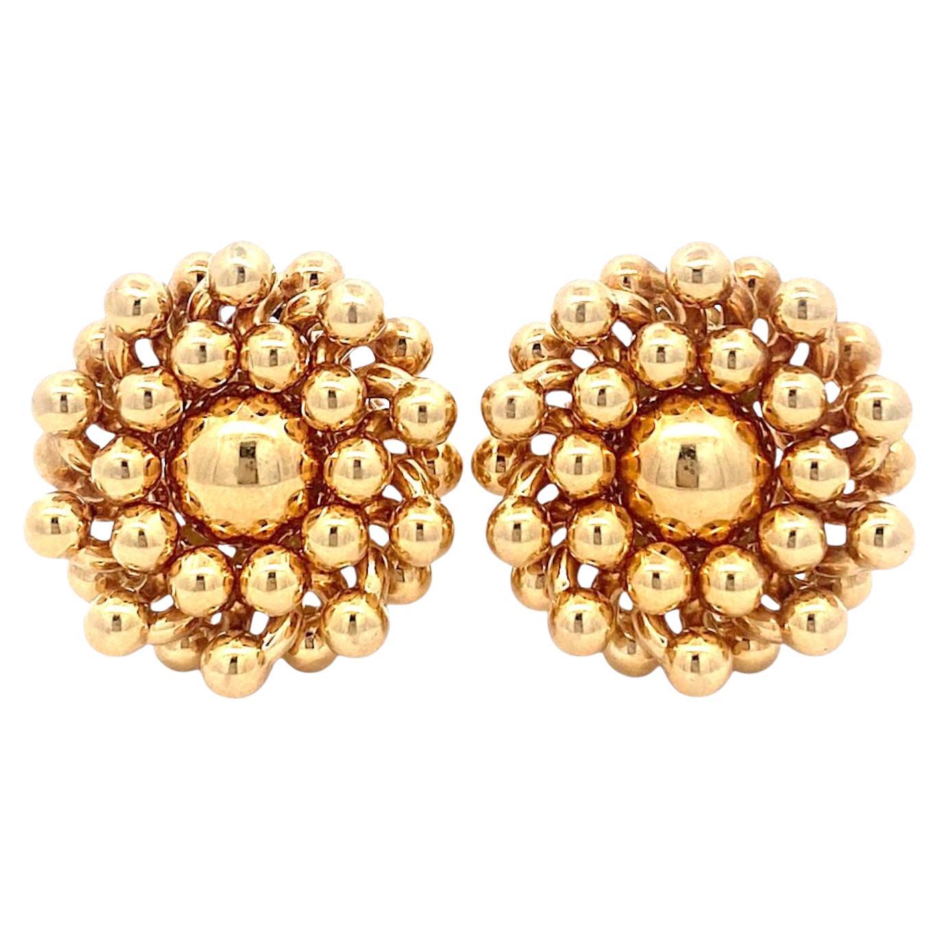 Vintage Chiampesan 18K Yellow Gold Beaded Earrings For Sale