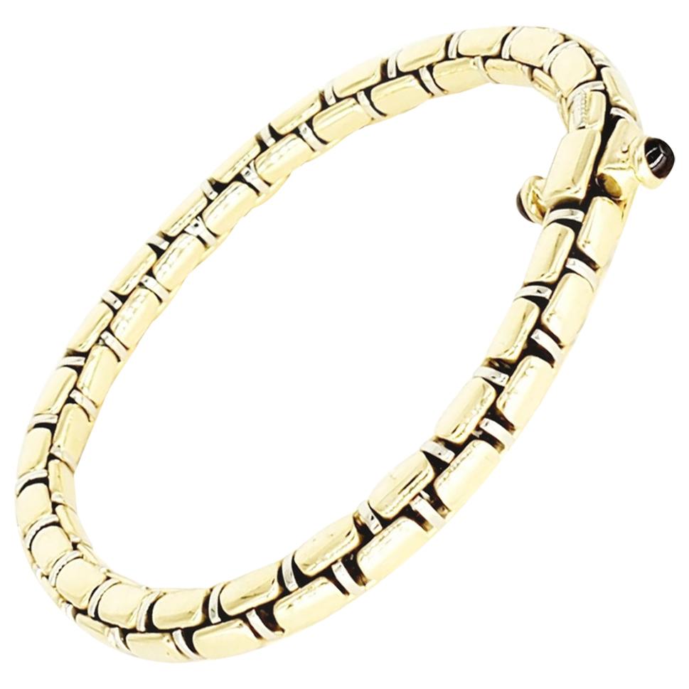 Vintage Chiampesan Men's Italian Fancy Link Two-Tone 18 Karat Gold Bracelet