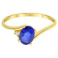 Vintage Chic Natürlicher blauer Vintage-Ring aus 14k Gold