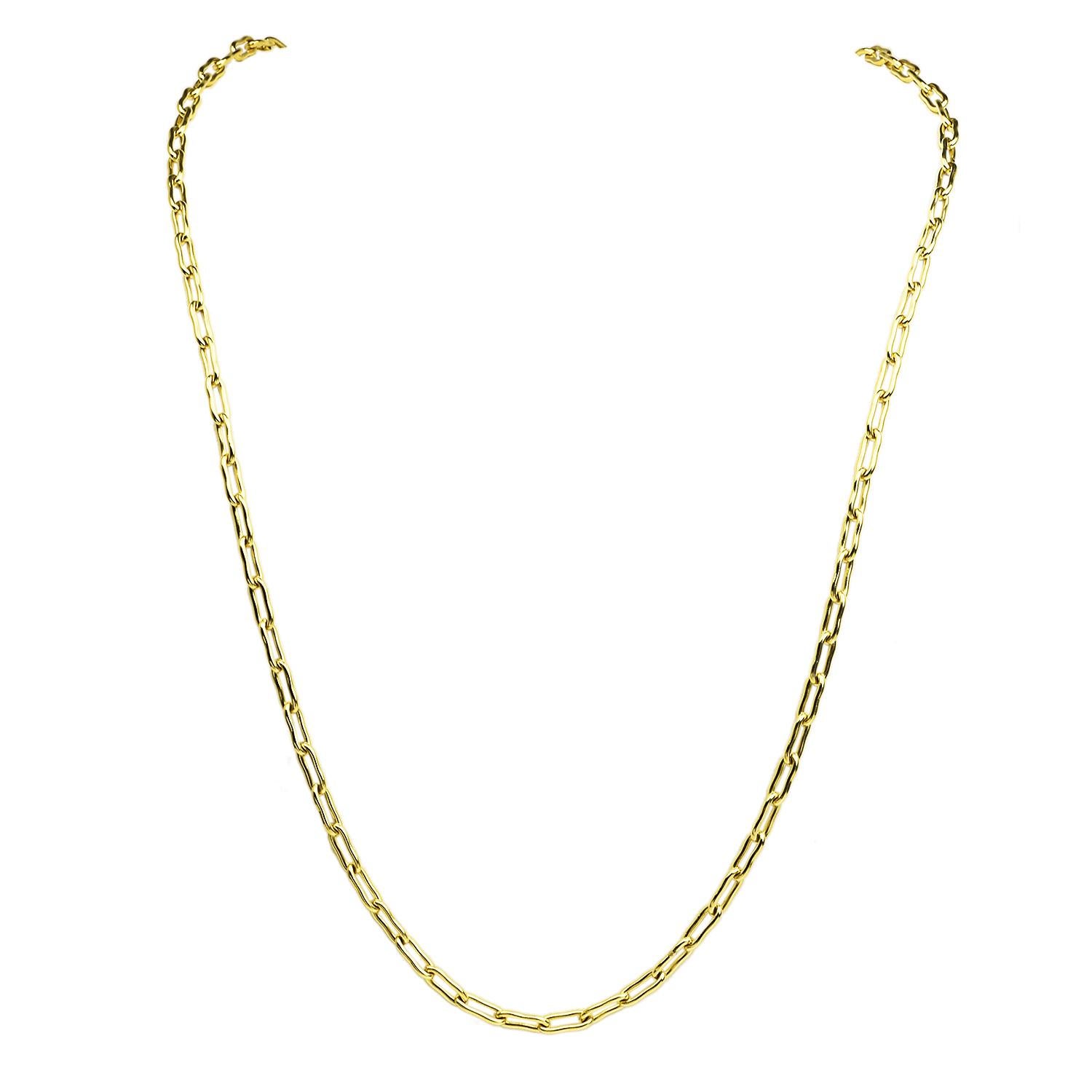 A versatile piece of jewelry, this exquisite chain 1970's chain can be worn as a long necklace or with a hanging pendant.

The ultimate modern chic look can include this piece as part of a halter top, double or tripled style, or even as a purse