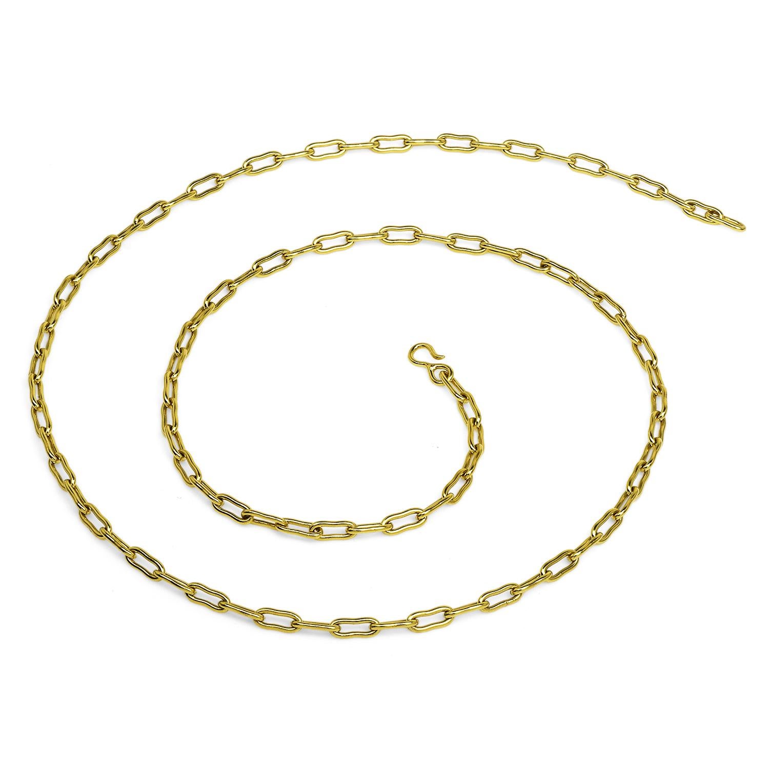 Modern Vintage Chic Retro 18K Yellow Gold Link Chain Necklace