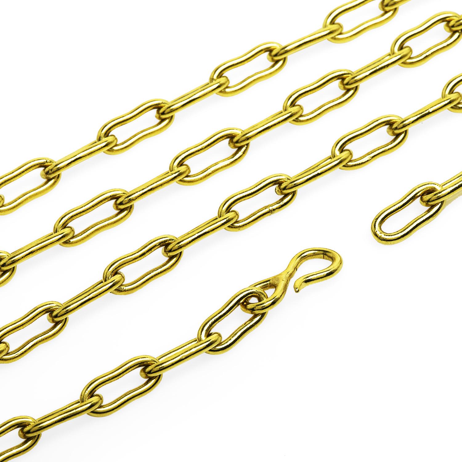 Vintage Chic Retro 18K Yellow Gold Link Chain Necklace In Excellent Condition In Miami, FL