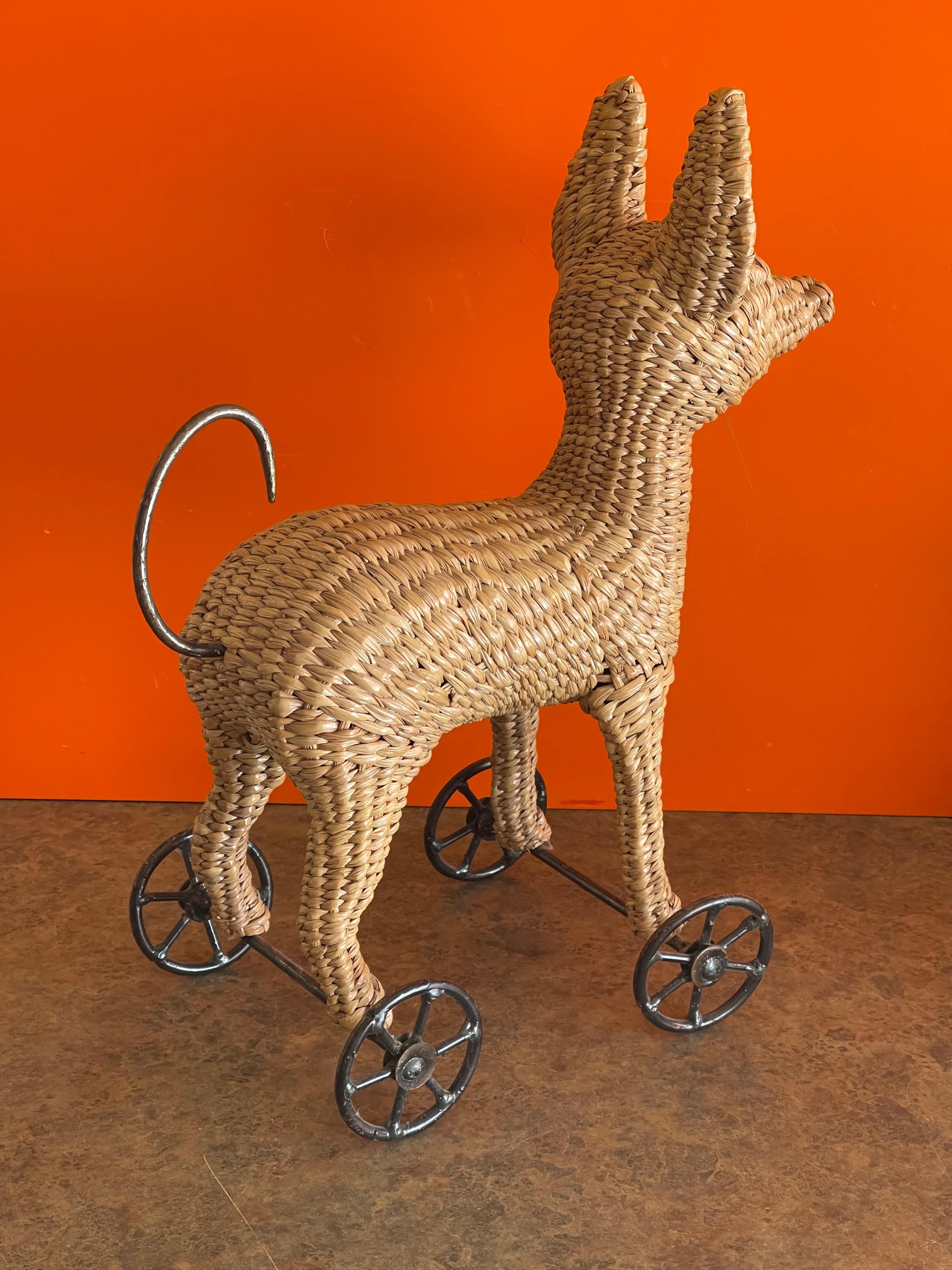 Vintage Chihuahua Pull Toy by Mario Lopez Torres, Rare In Good Condition For Sale In San Diego, CA