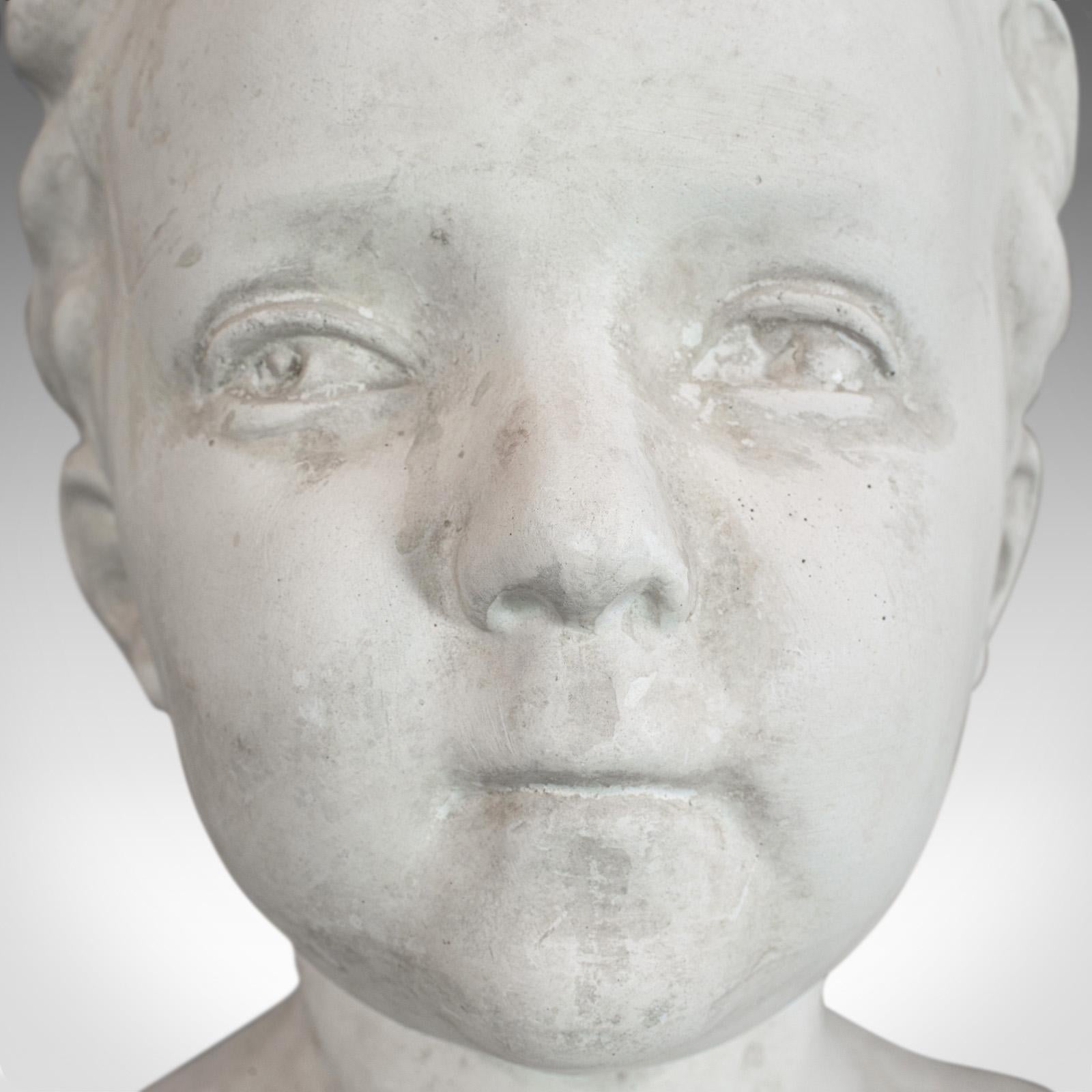 Vintage Child Portrait Bust, English, Plaster, Study, Young Boy, 20th Century For Sale 7