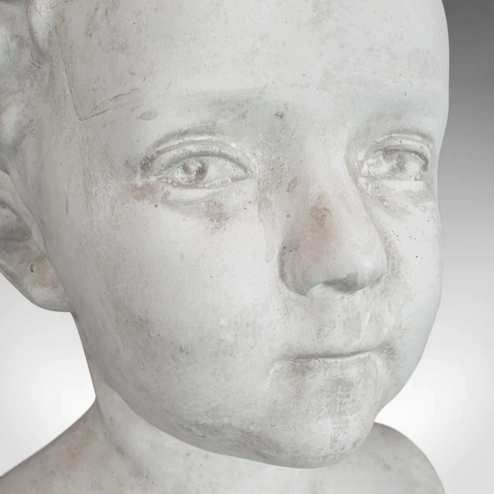 Vintage Child Portrait Bust, English, Plaster, Study, Young Boy, 20th Century For Sale 5