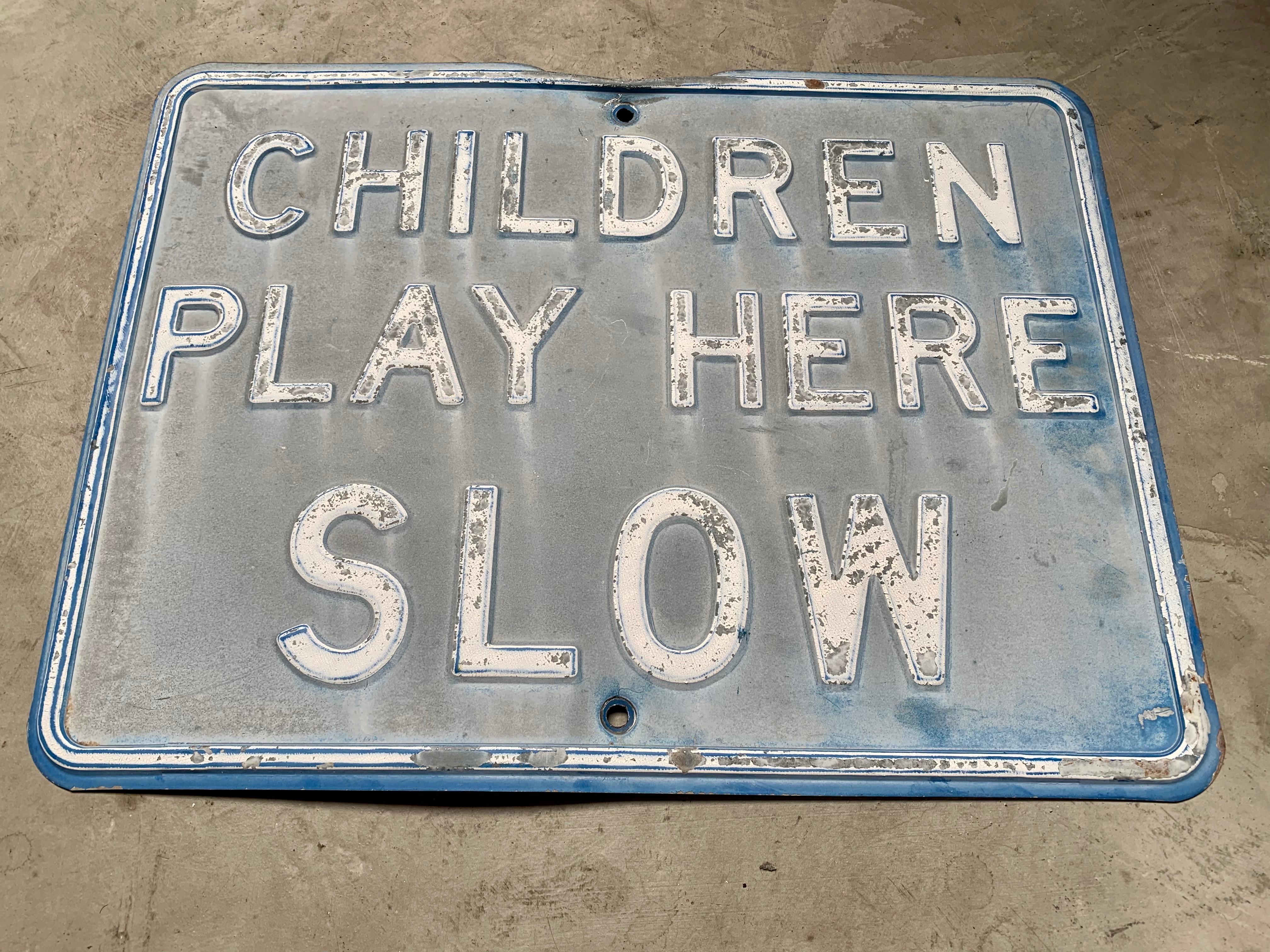 Mid-20th Century Vintage 'CHILDREN PLAY HERE SLOW