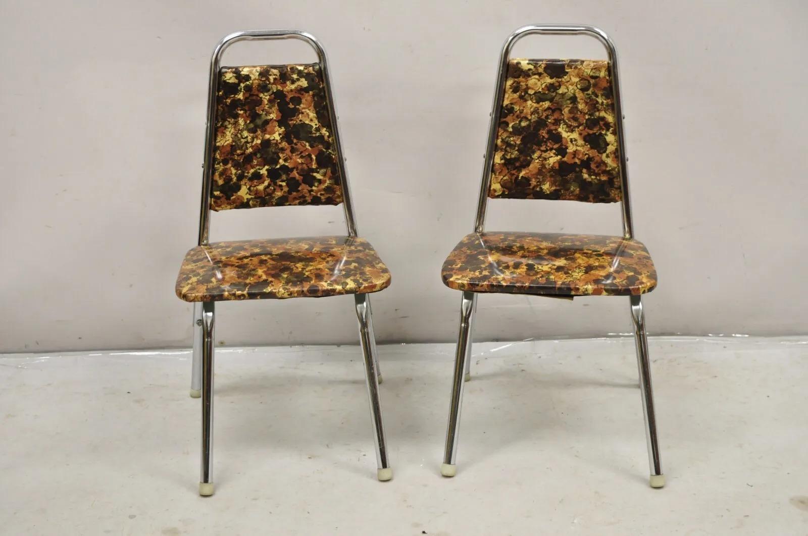 Mid-Century Modern Vintage Children's Small Mid Century Tubular Metal Side Chairs - A Pair For Sale