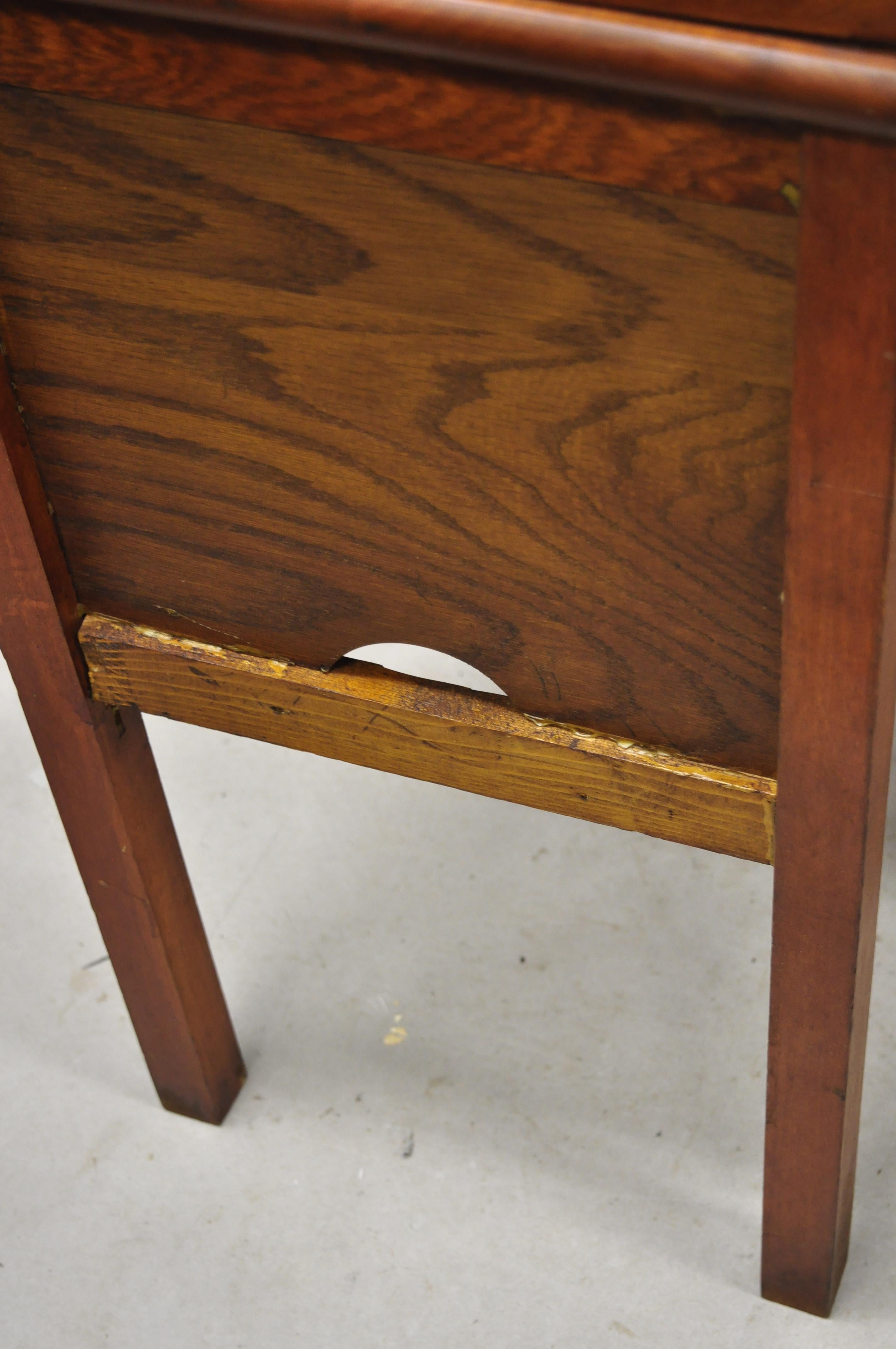 Vintage Children's Size Child's Roll Top Writing Desk and School Chairs, a Set 2