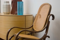 Vintage Thonet Children's Rocking Chair, Bentwood & Wicker, Circa 1920