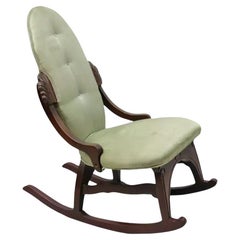 Mecedora infantil vintage victoriana pequeña de madera de cerezo verde