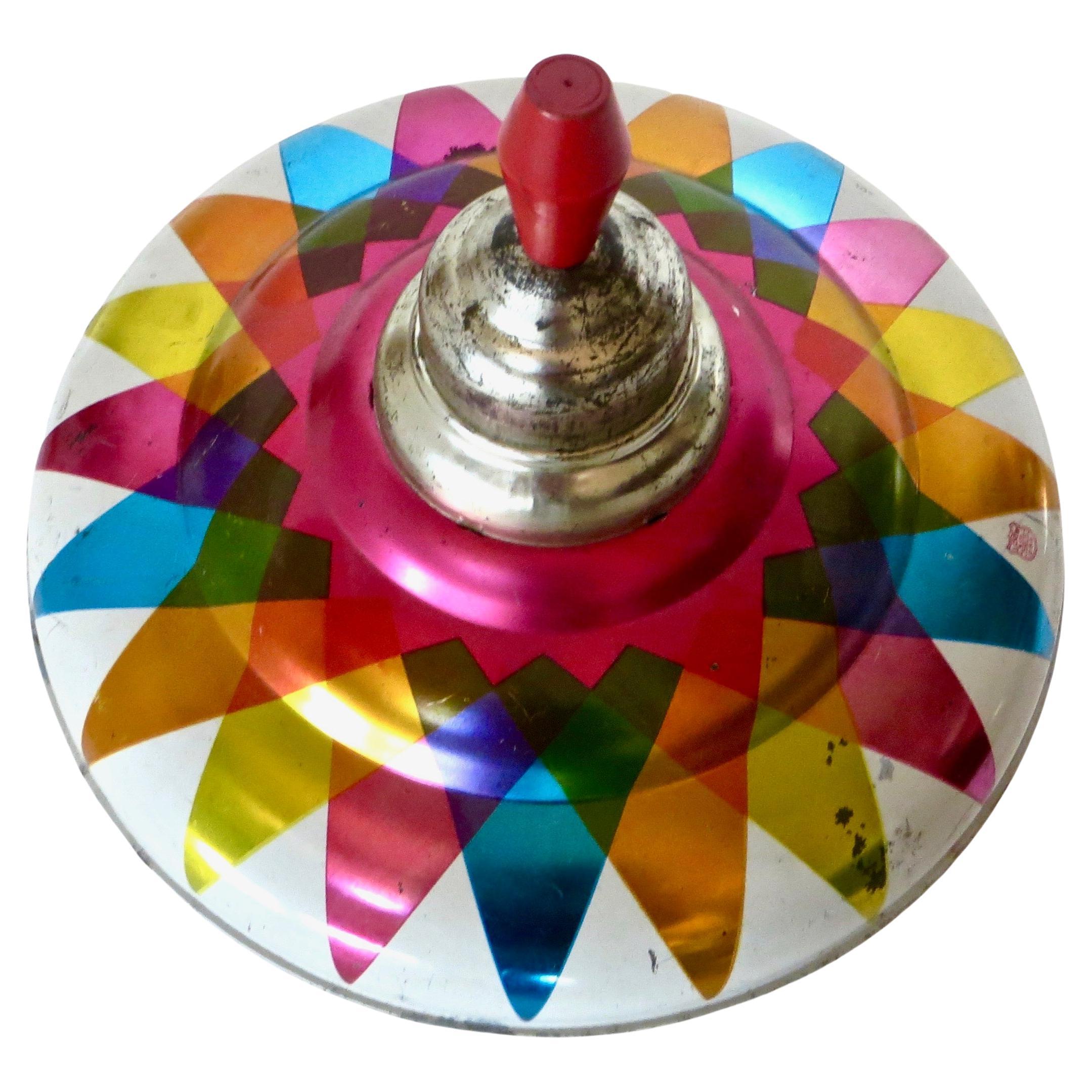 Vintage Child's Toy Tin Large Spinning Top by Chein Company, American, Ca. 1950 For Sale
