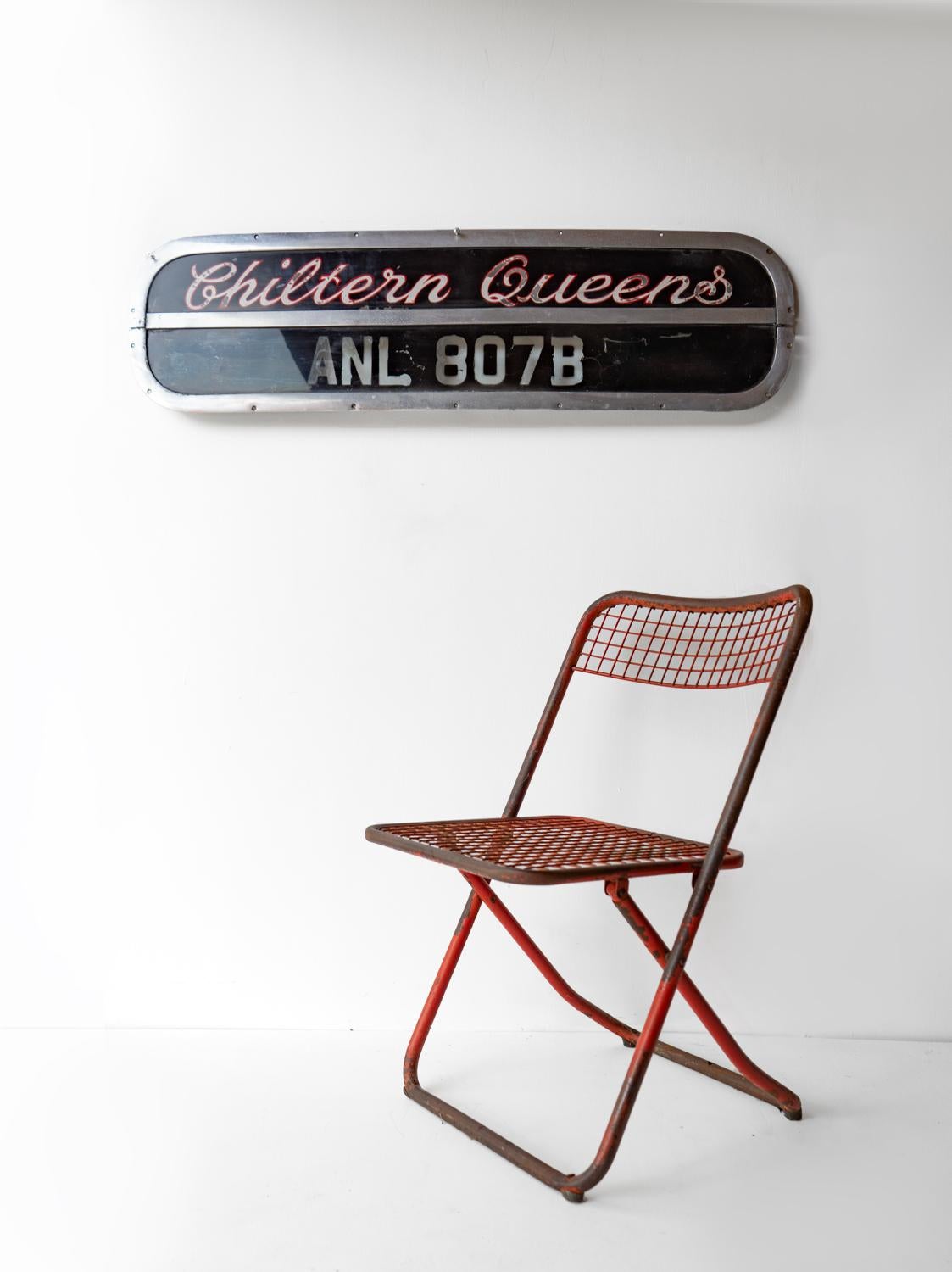 Vintage Chiltern Queens Bus Sign ANL 807B, 1960s Mid Century Coach Sign 4