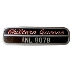 Vintage Chiltern Queens Bus Sign ANL 807B, 1960s Mid Century Coach Sign