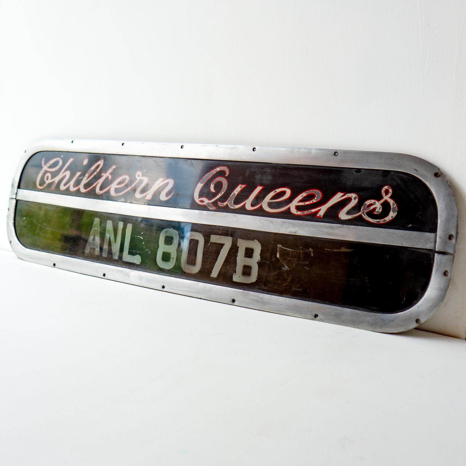 Vintage Chiltern Queens Bus Sign ANL 807B, 1960s Mid Century Coach Sign 2