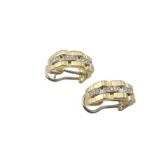 Vintage Chimento 18 Karat Yellow Gold and Diamond Hoop Earrings
