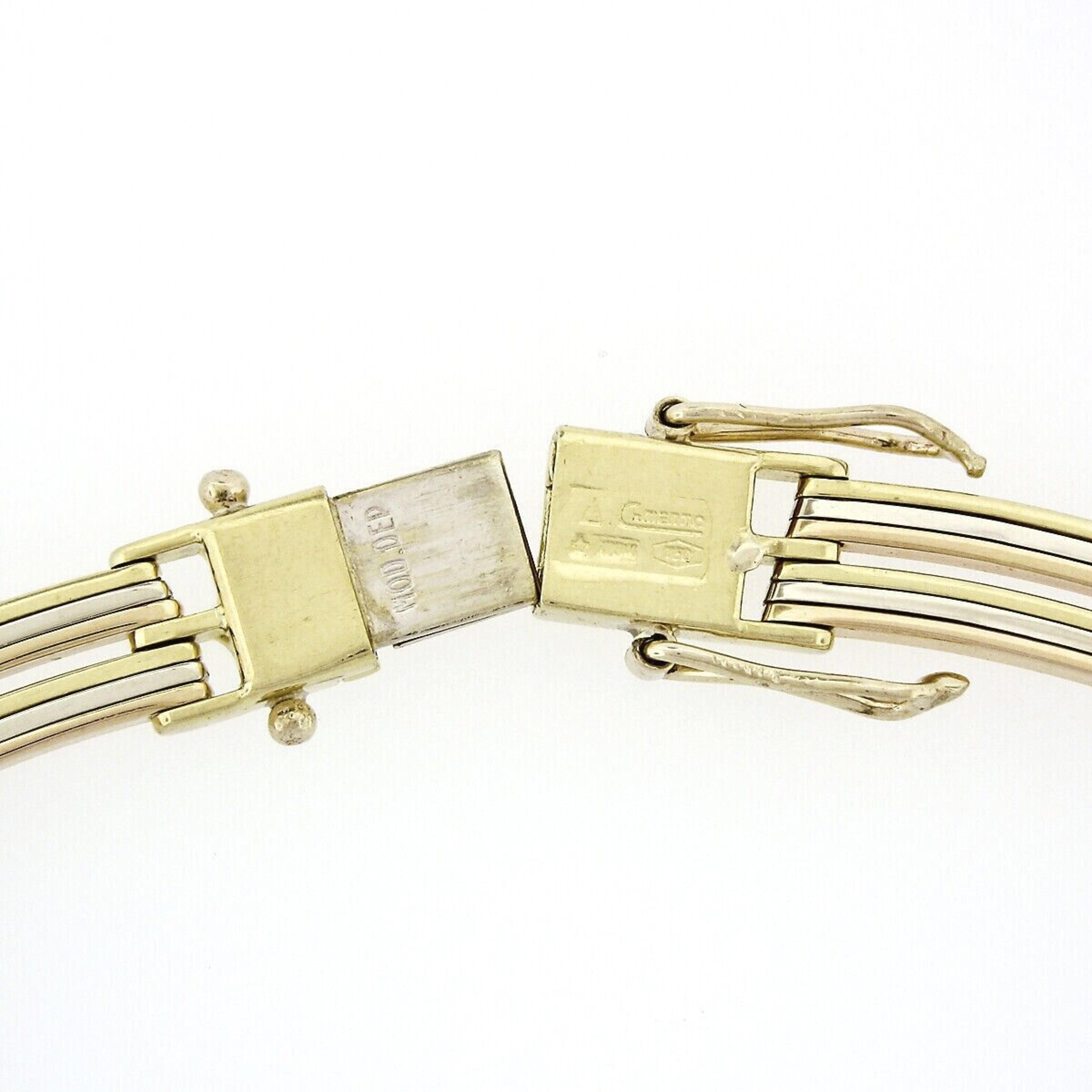 Vintage Chimento 18K Tri Color Gold 1.05ctw Diamond Collar Choker Necklace 2