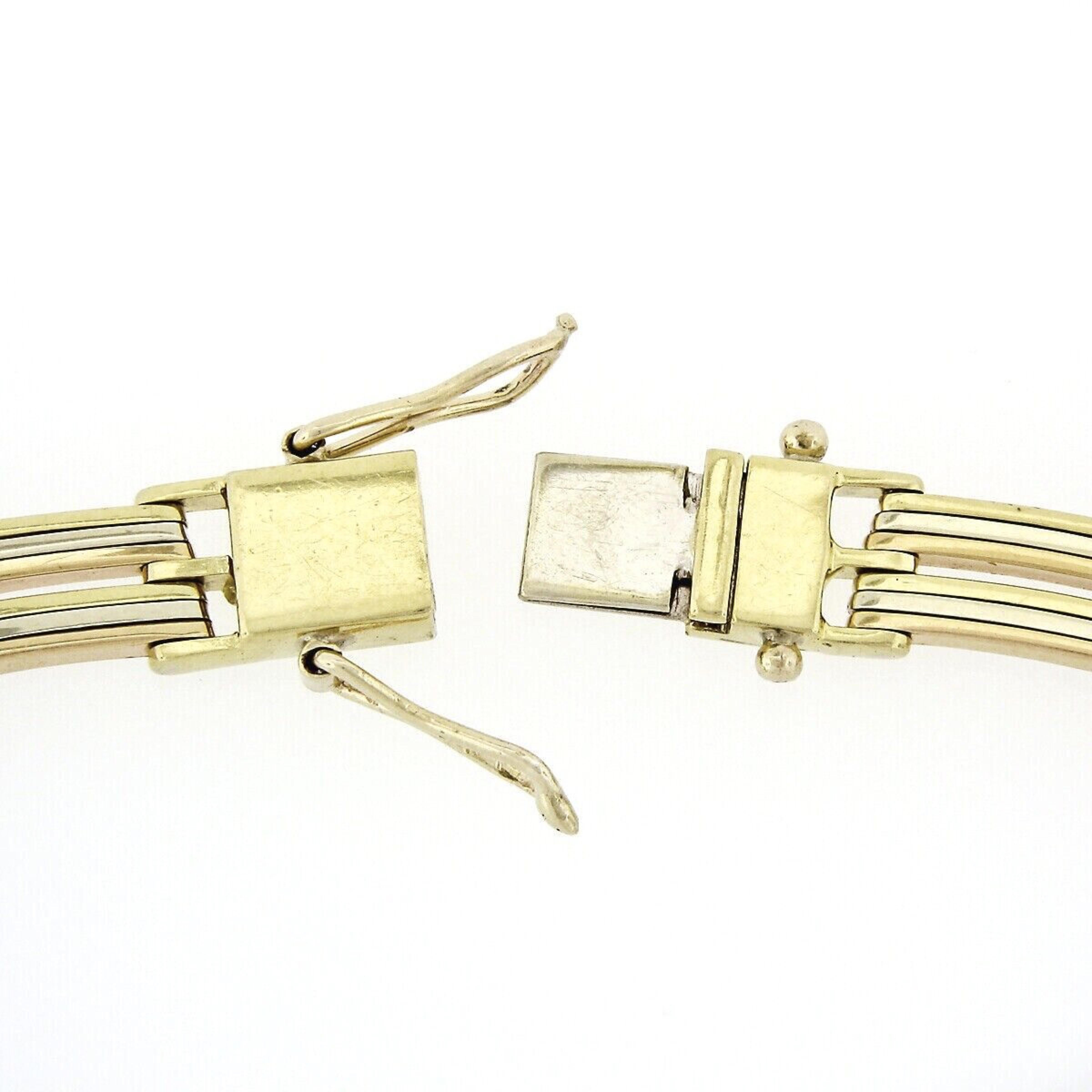 Vintage Chimento 18K Tri Color Gold 1.05ctw Diamond Collar Choker Necklace 1