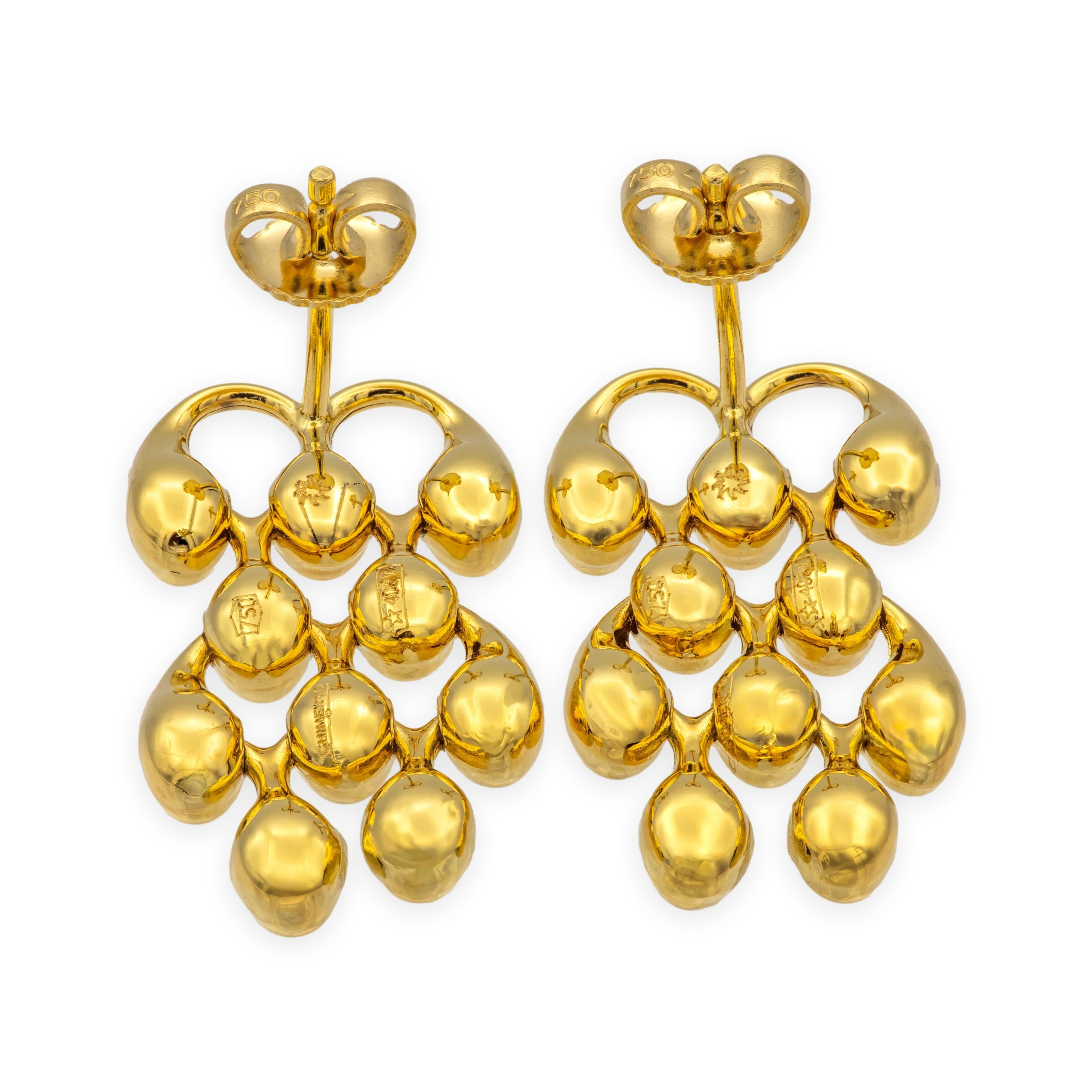 Pendientes de araña vintage CHIMENTO de oro amarillo de 18 quilates en venta 5