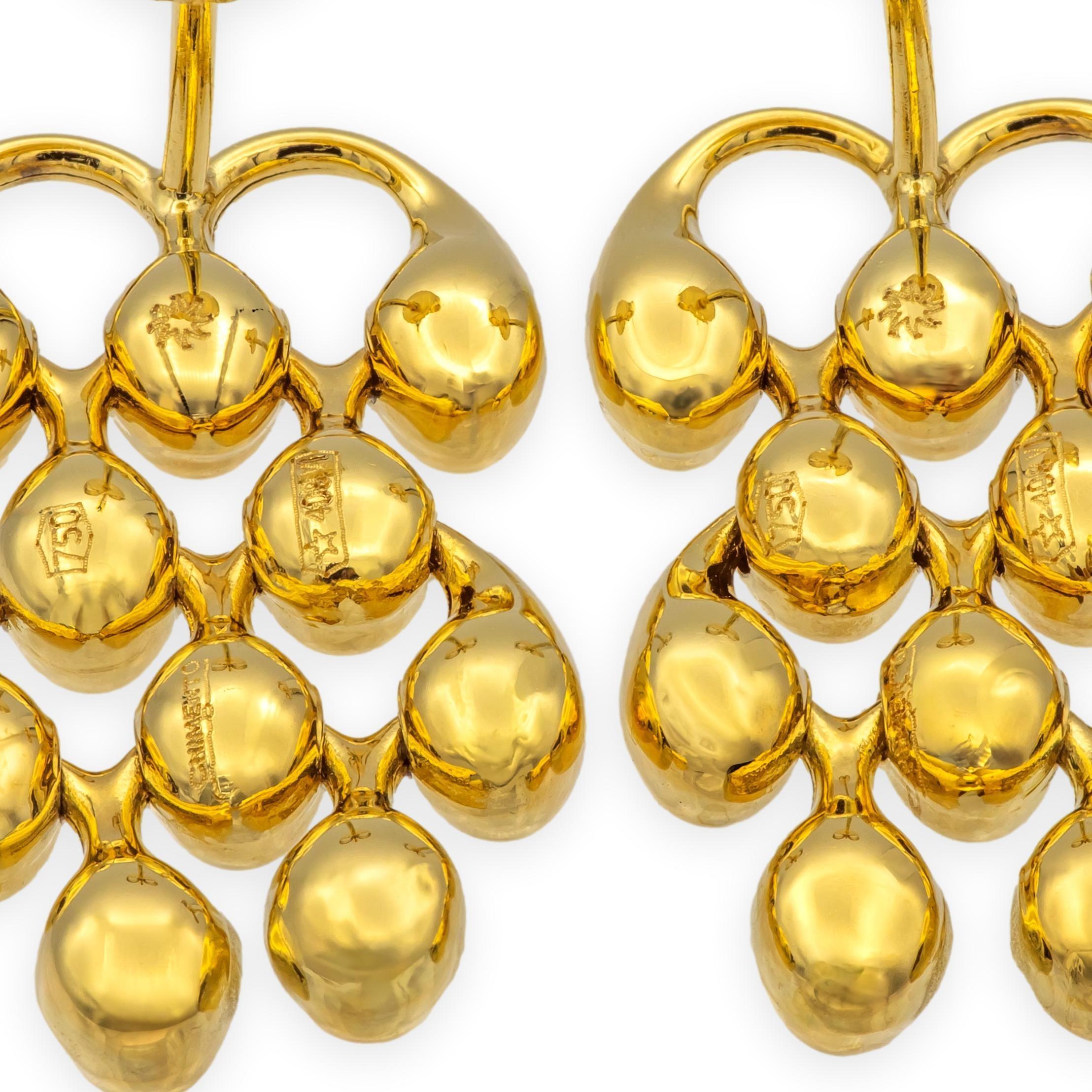 Pendientes de araña vintage CHIMENTO de oro amarillo de 18 quilates Contemporáneo en venta