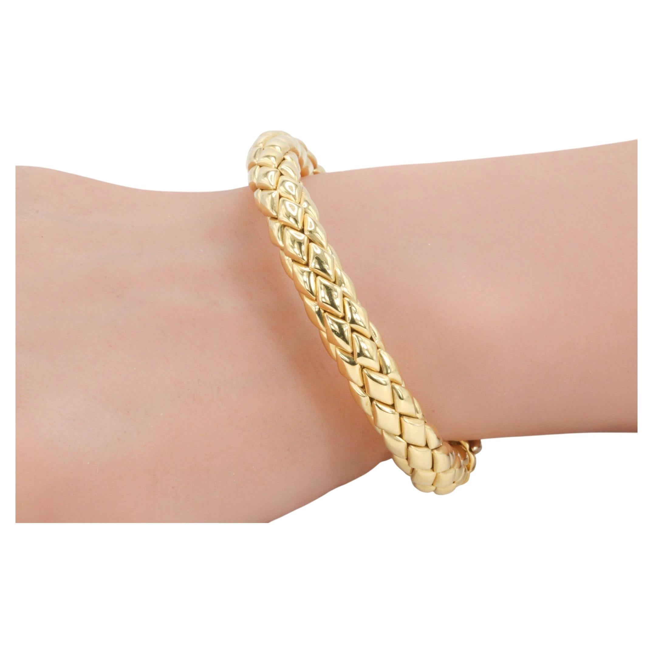 Chimento d'epoca in oro giallo 18K Bracciale Stretch Intrecciato