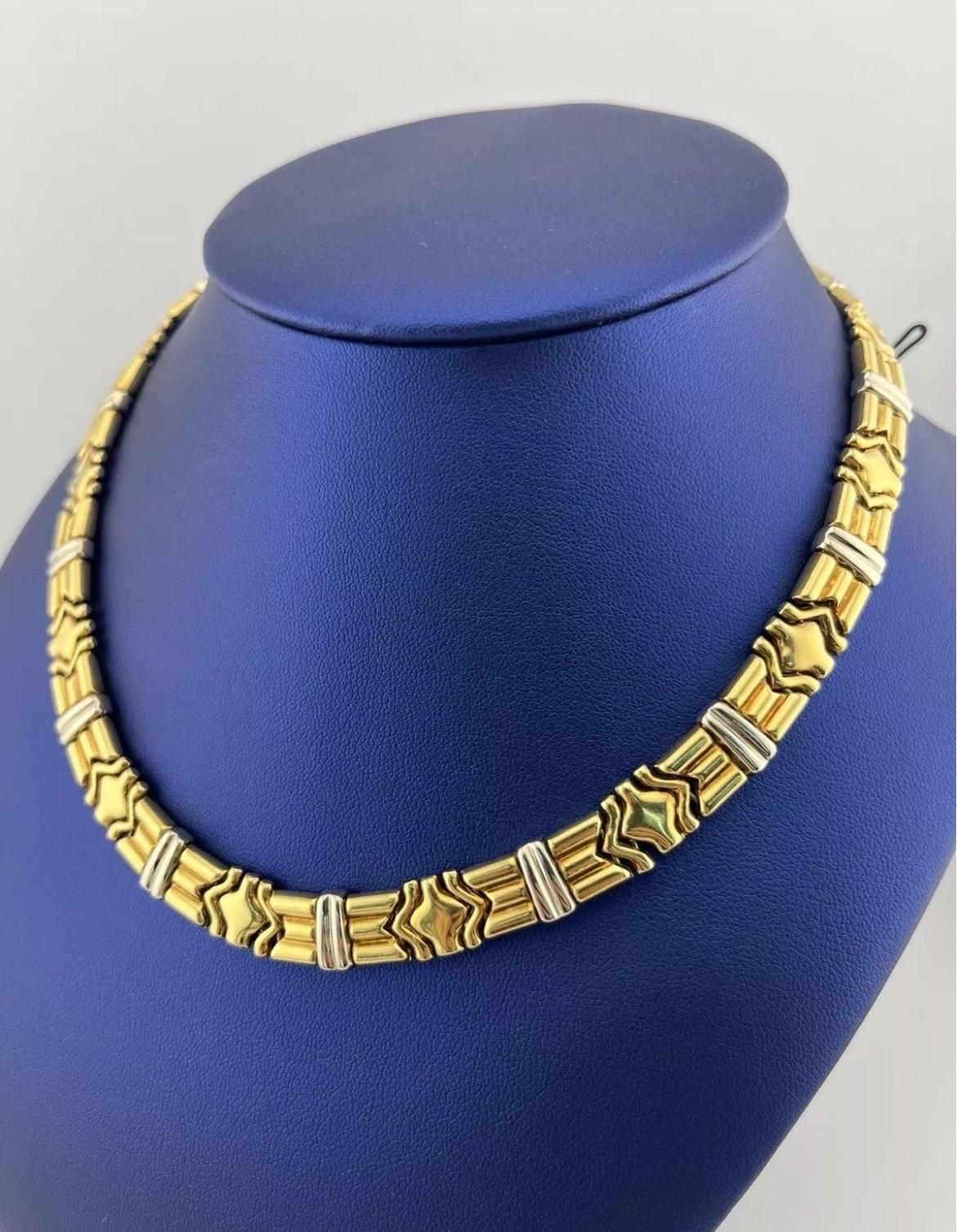 Vintage Chimento 18kt Two-Tone Yellow & White Gold Unique Link Necklace For Sale 2