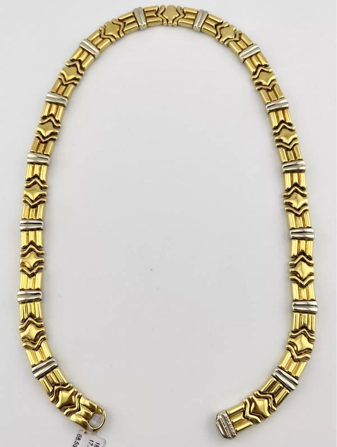 Vintage Chimento 18kt Two-Tone Yellow & White Gold Unique Link Necklace For Sale 4