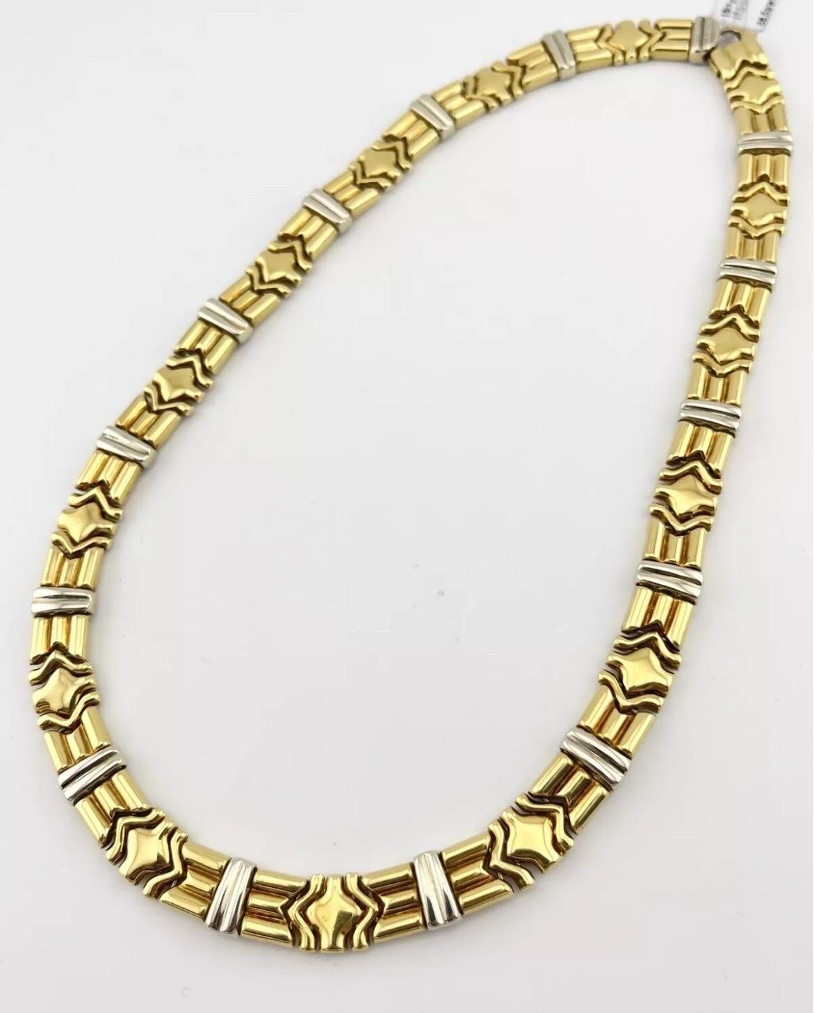Vintage Chimento 18kt Two-Tone Yellow & White Gold Unique Link Necklace For Sale 5