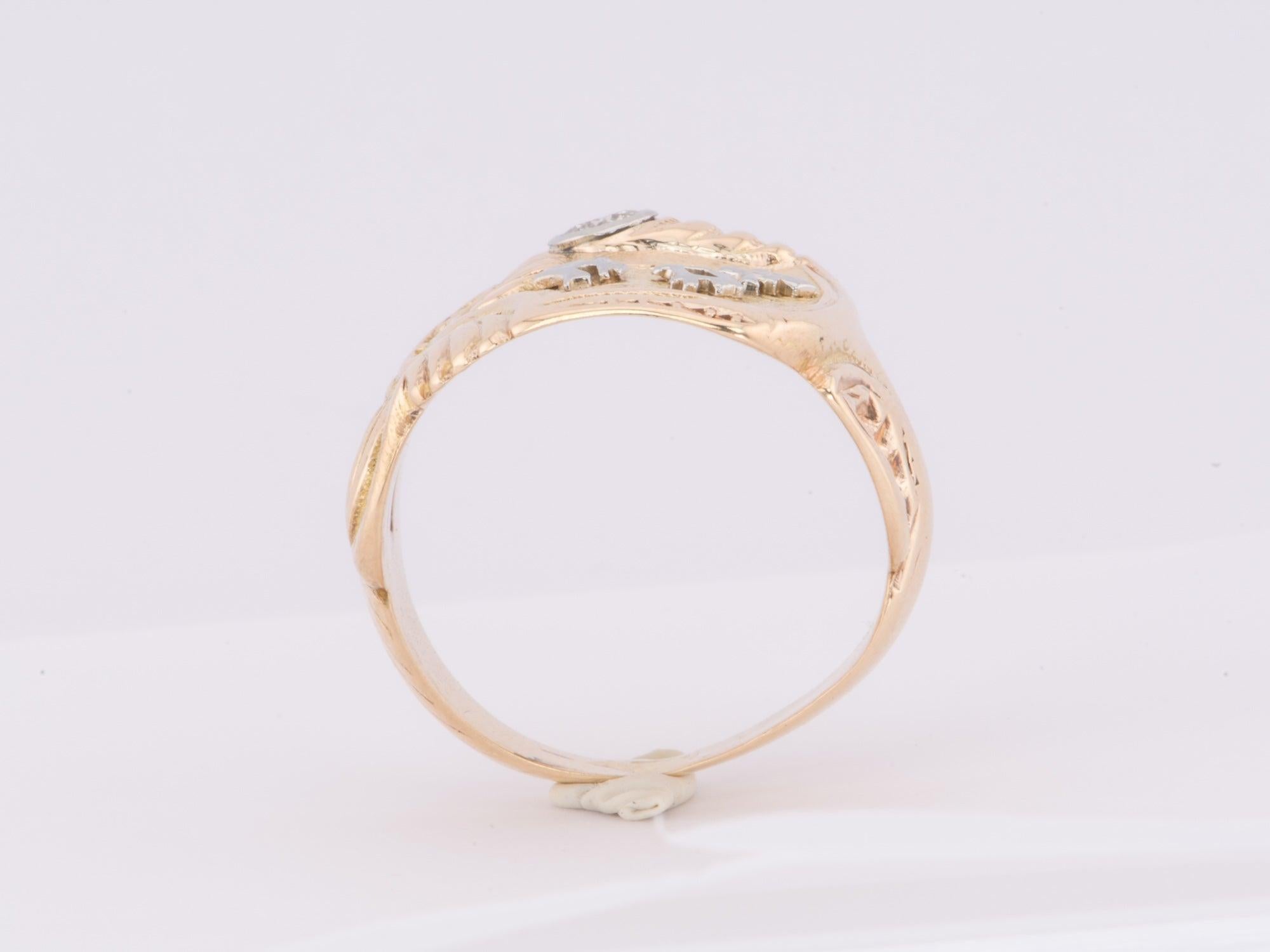 Grezzo Anello Vintage Chimera con diamante in oro bianco e giallo 14K a doppia tonalità Mitica in vendita