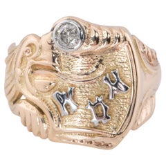 Anello Vintage Chimera con diamante in oro bianco e giallo 14K a doppia tonalità Mitica
