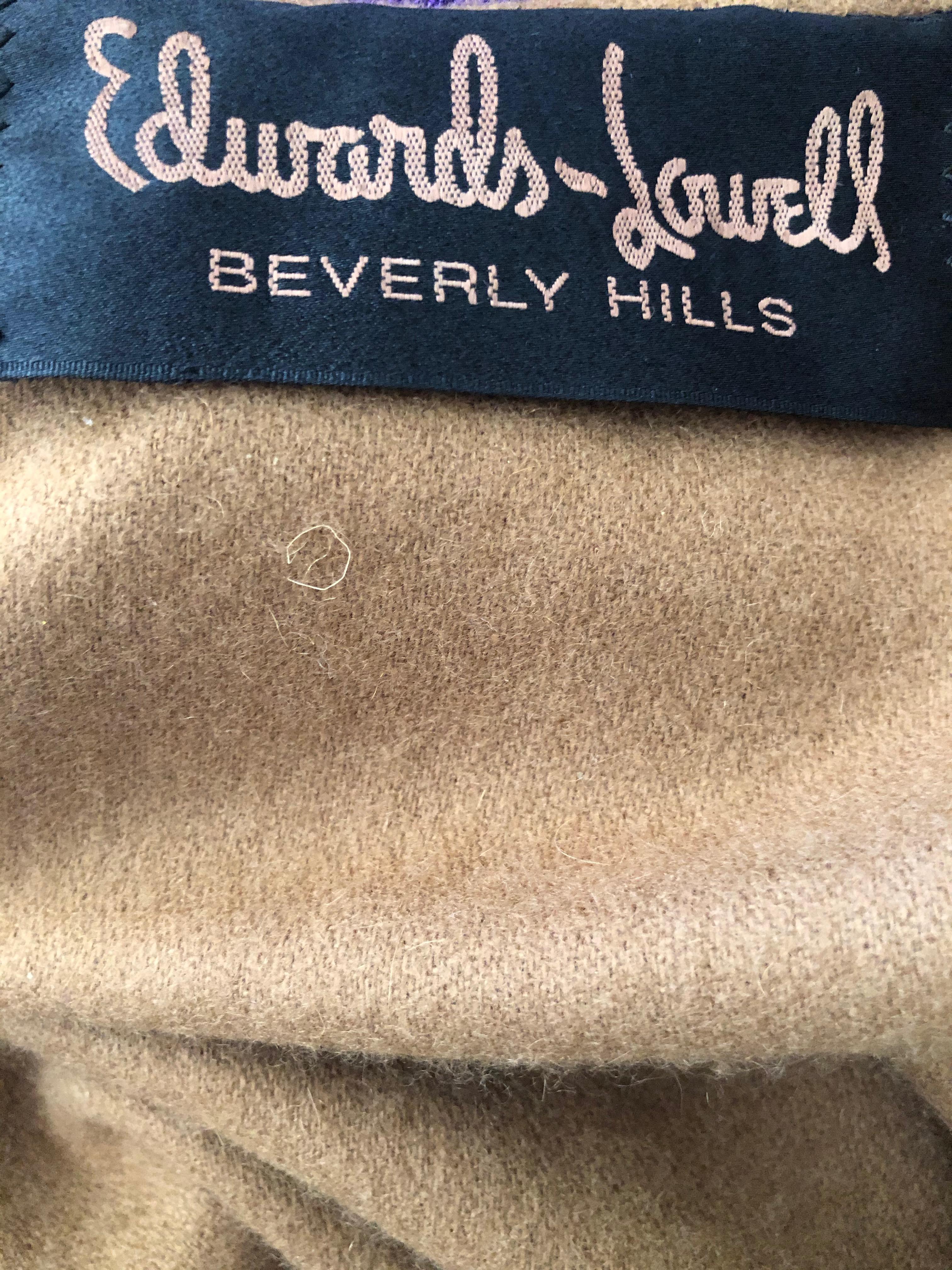Vintage Chinchilla Trim Cashmere Vicuna Shawl Edwards Lowell Beverly Hills For Sale 2