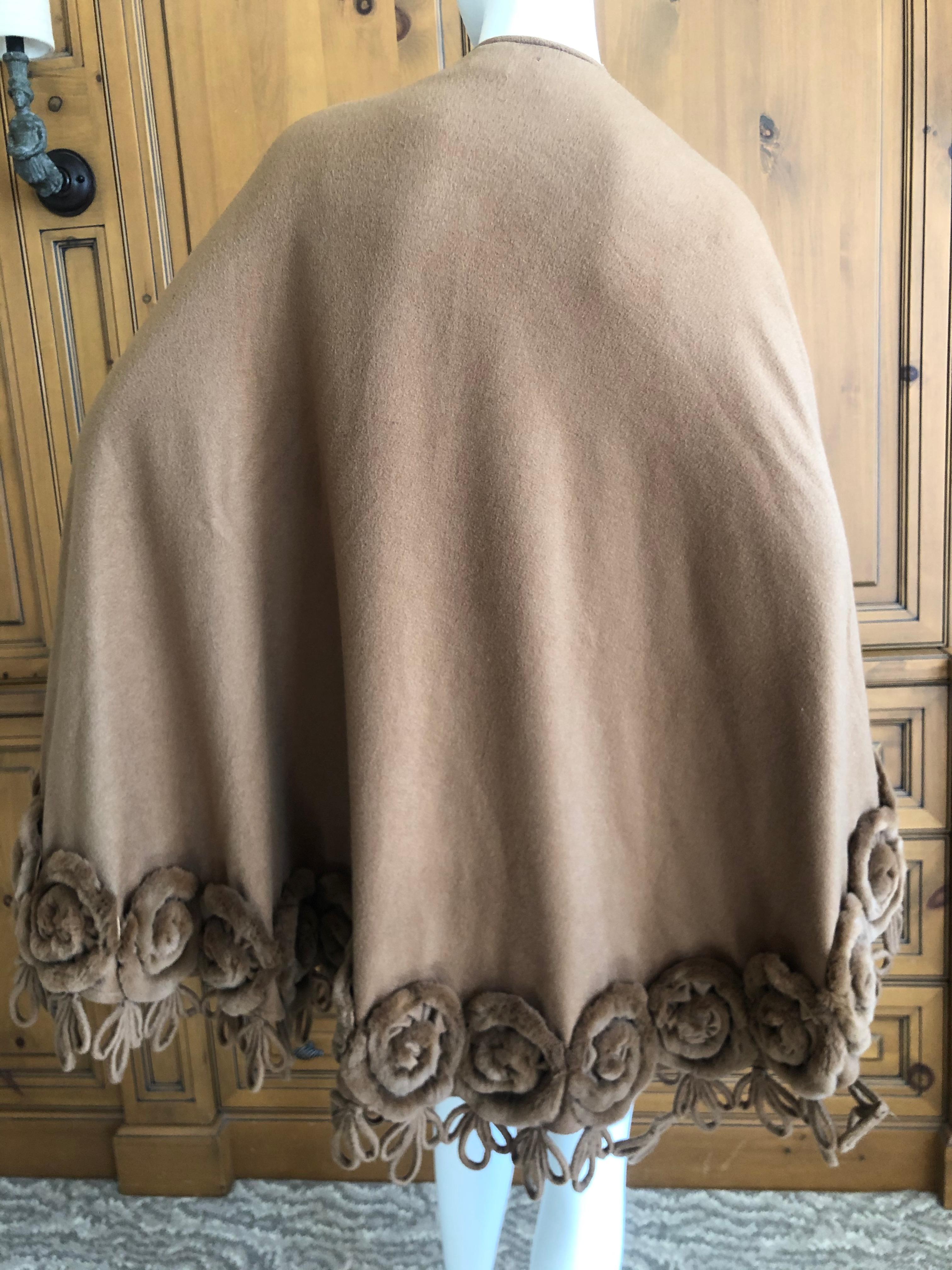 Vintage Chinchilla Trim Cashmere Vicuna Shawl Edwards Lowell Beverly Hills For Sale 1