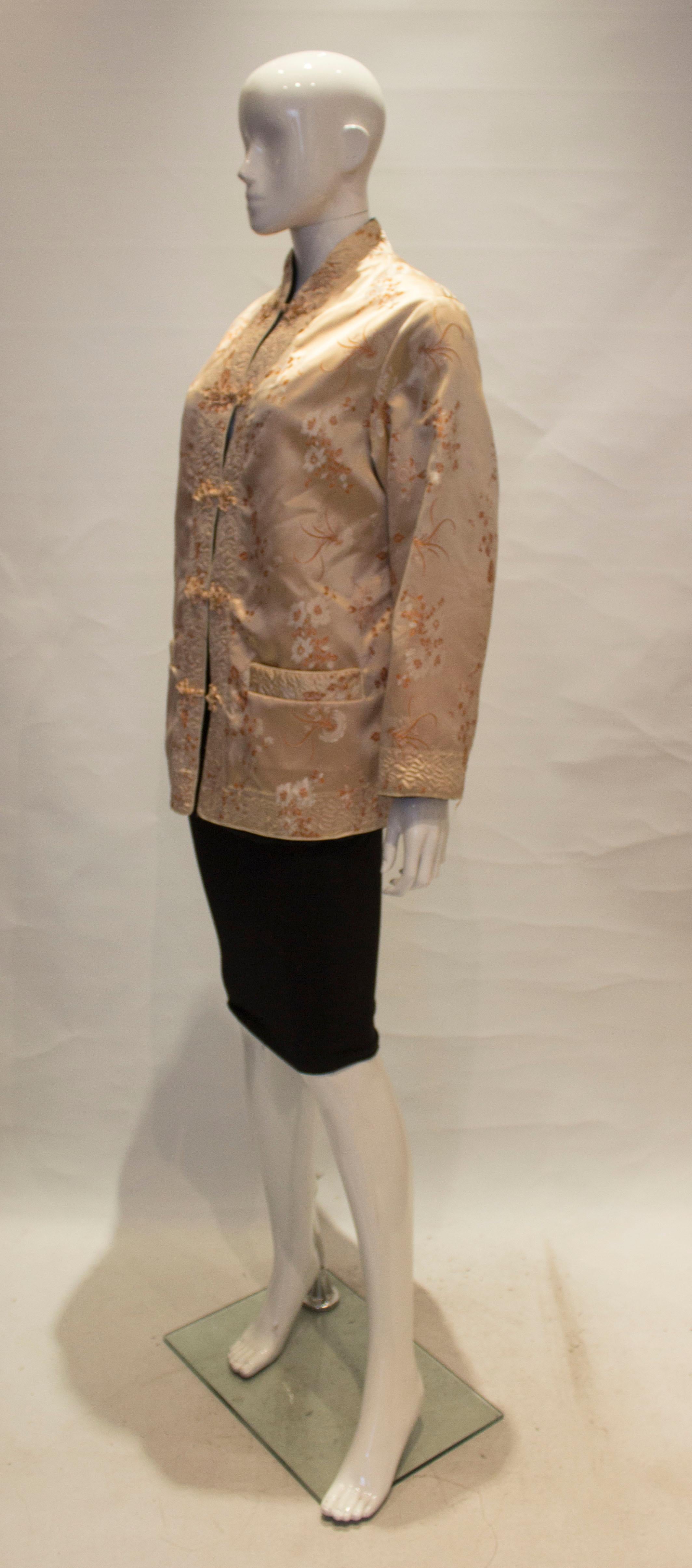 Brown Vintage Chinease Jacket with Fur Lining For Sale