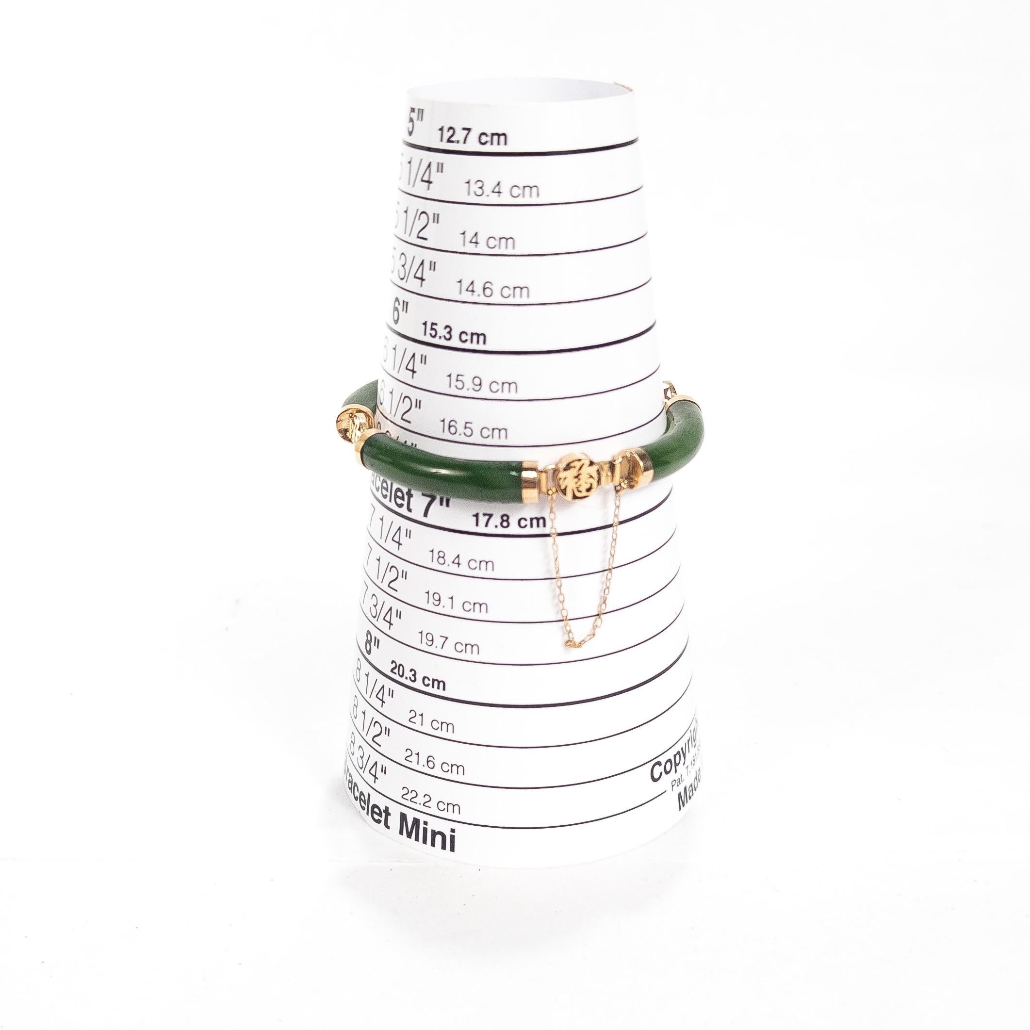 Vintage Chinese 14k Gold & Jade Bracelet with Auspicious Sanxing Characters For Sale 9
