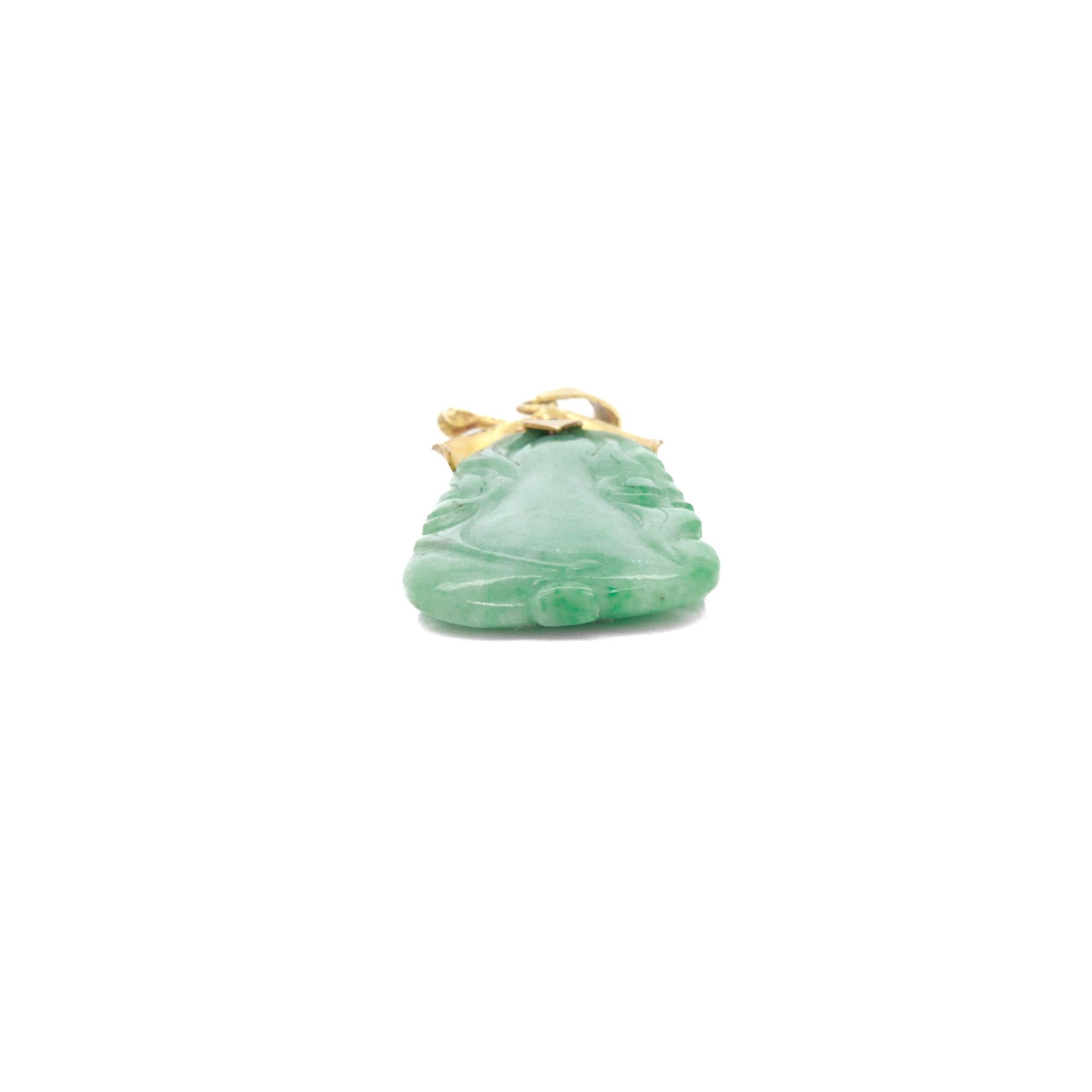Vintage Chinese 14k Gold & Jade Figural Plum Pendant Necklace For Sale 5