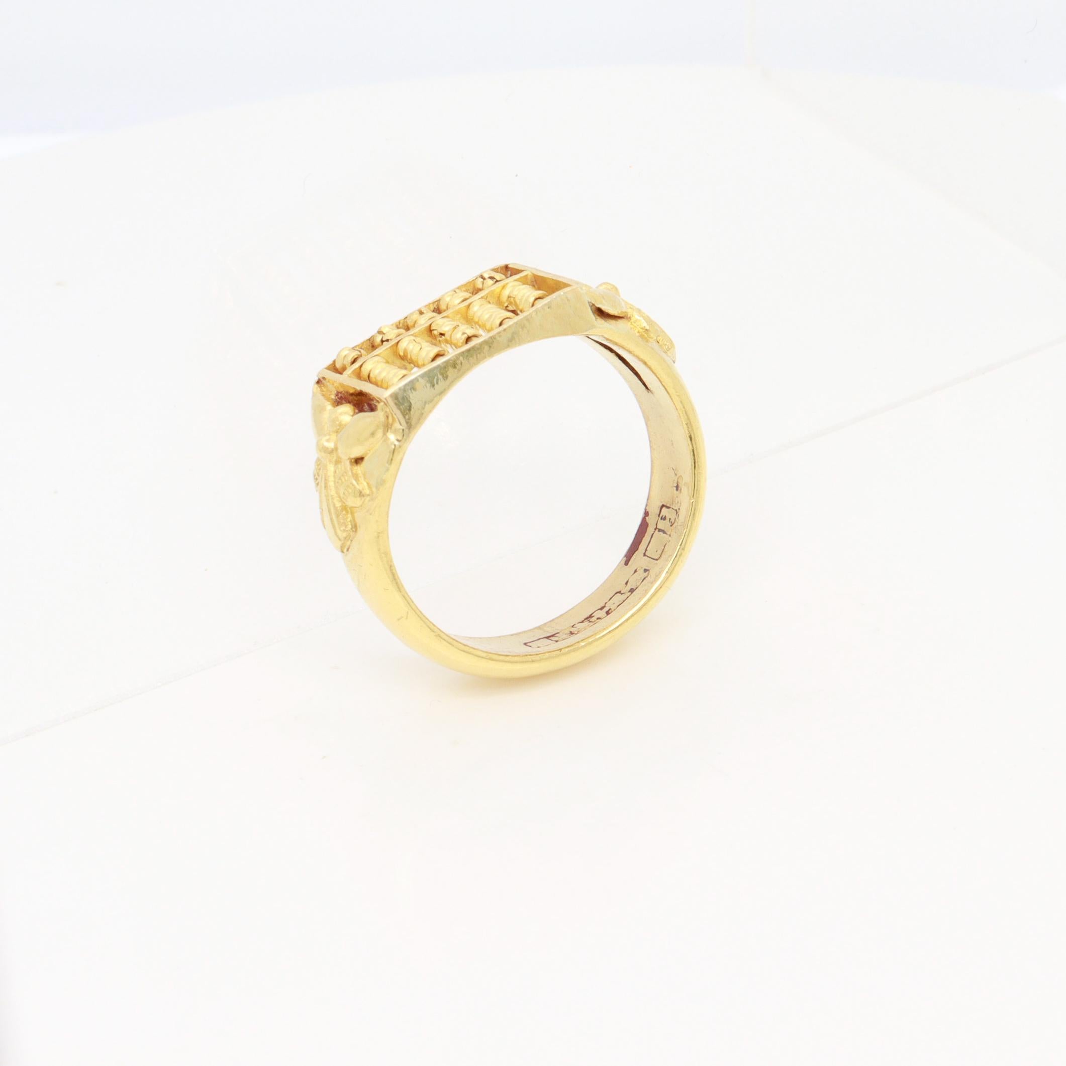 Vintage Chinese 18K Gold Abacus Ring en vente 9