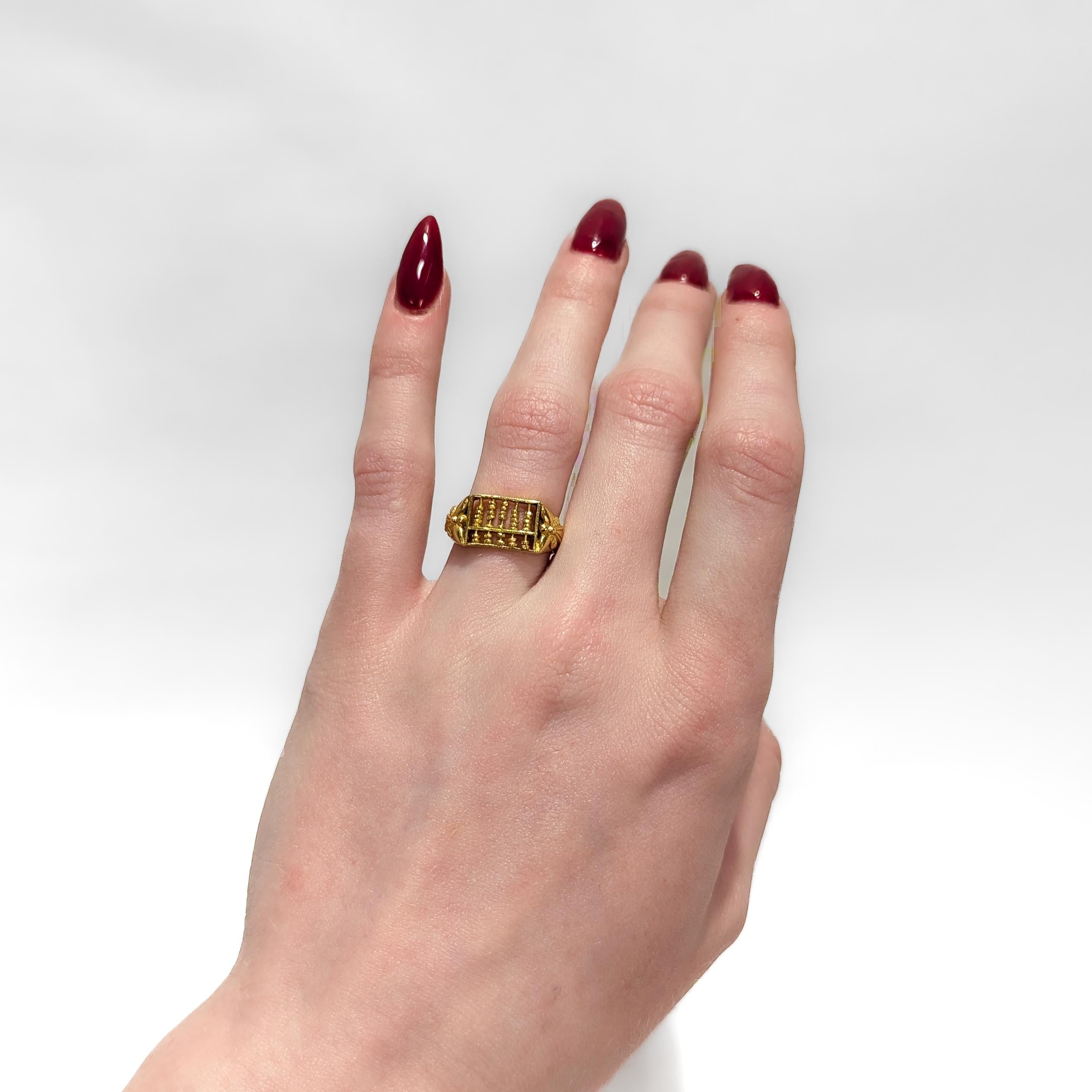 Rétro Vintage Chinese 18K Gold Abacus Ring en vente