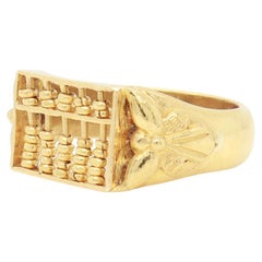 Vintage Chinese 18K Gold Abacus Ring