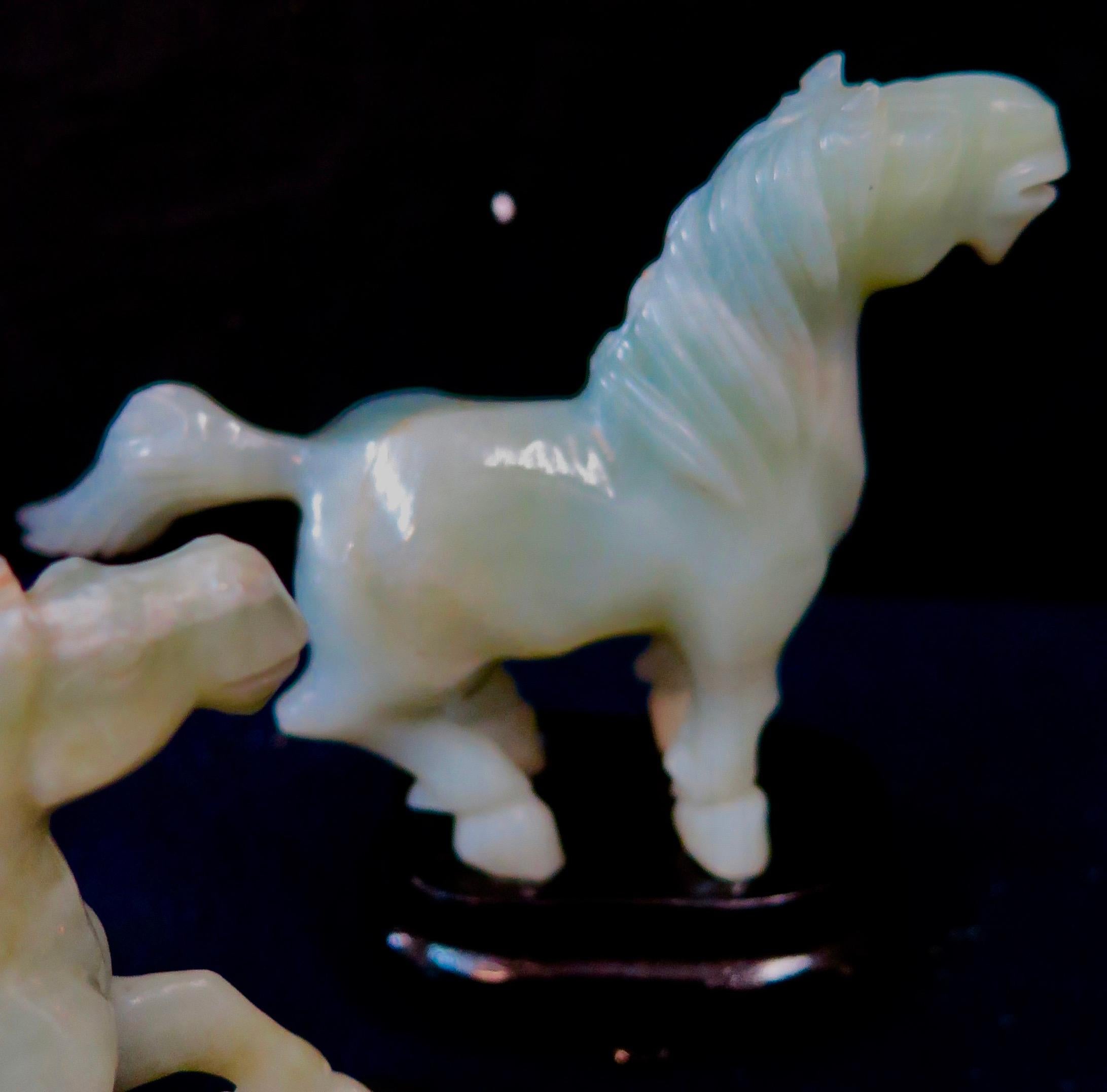 Vintage Chinese 1920s Collector's Box Set of Eight Jade Stallions For Sale 5