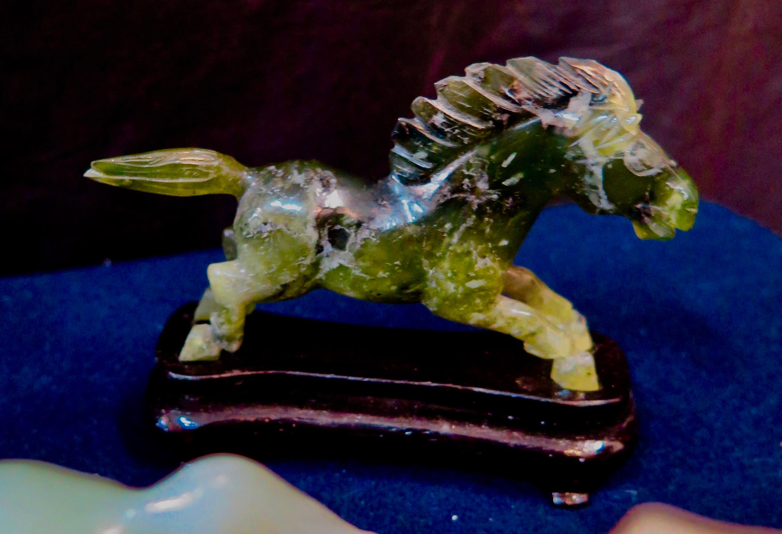 Vintage Chinese 1920s Collector's Box Set of Eight Jade Stallions For Sale 6