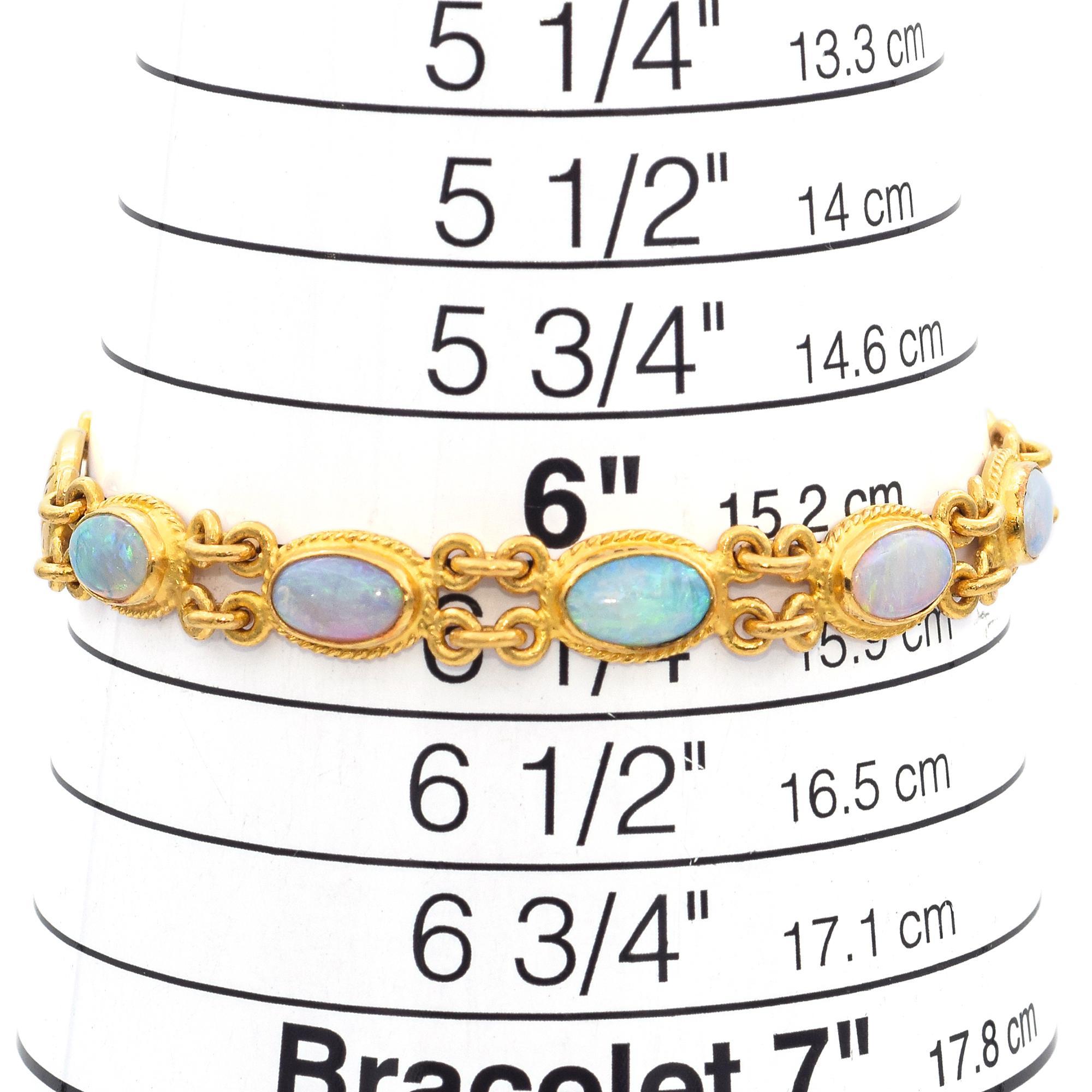 Women's Vintage Chinese 24k Yellow Gold Opal Bracelet
