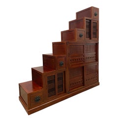 Vintage Chinese 3 Pieces Double Sided Steps/Ladder Cabinet, Room Divider