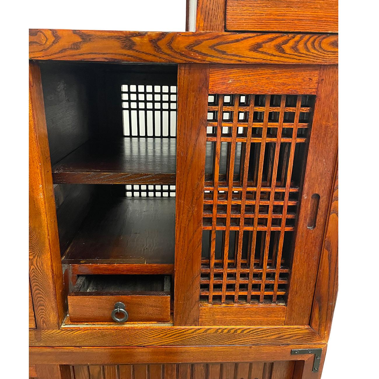 20th Century Vintage Chinese 3 Pieces Double Sided Steps/Ladder Cabinet, Room Divider For Sale