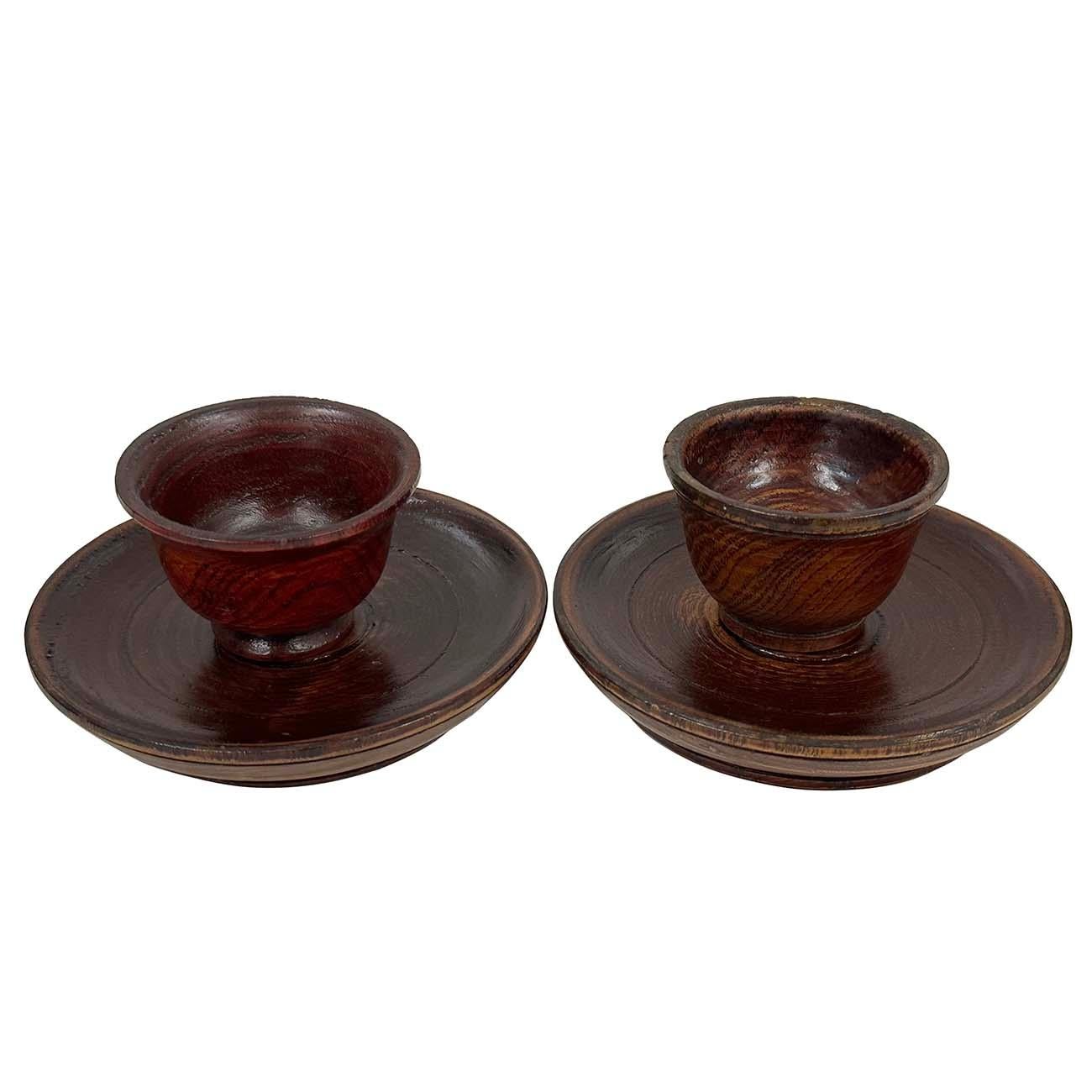 Vintage Chinese 6 pieces Wooden Buddhist Offering Set For Sale 9