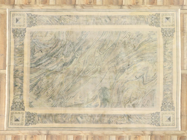 Vintage Chinese Abstract Marble Print Rug with Modern Neoclassical ...