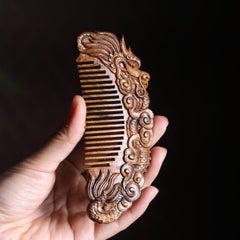 Vintage Chinese Agarwood Carving Dragon Comb