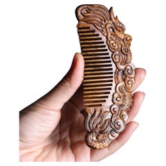 Vintage Chinese Agarwood Carving Dragon Comb