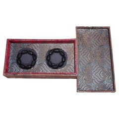 Antique Chinese Agarwood Carving Dzi Guanyin Beads Bracelets Pair