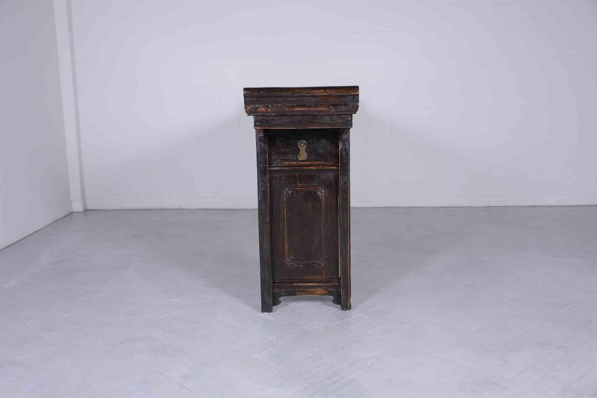 Restored 1900s Vintage Chinese Elm Wood Altar Console with Carved Details For Sale 1